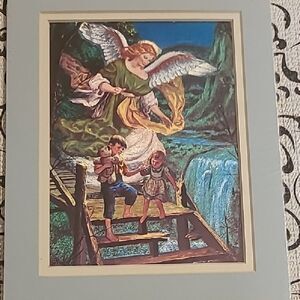 Guardian Angel Art Print with Children - Multicolor